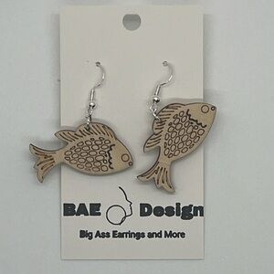 Fish Earrings - Tan